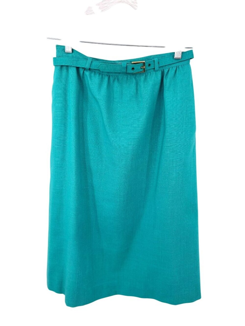 Vintage John Meyer Turquoise Midi Skirt With Belted Waist Size 12